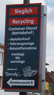 Firmenschild Steglich Recycling